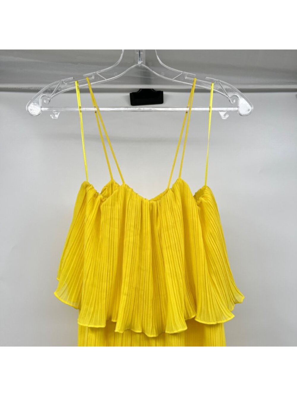 Zara Womens Pleated Jumpsuit Sleeveless Wide Leg Yellow Size Small - Picture 2 of 10